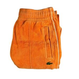 Lacoste Live Orange Velvet Joggers Track Pants Unisex XXS Streetwear Casual